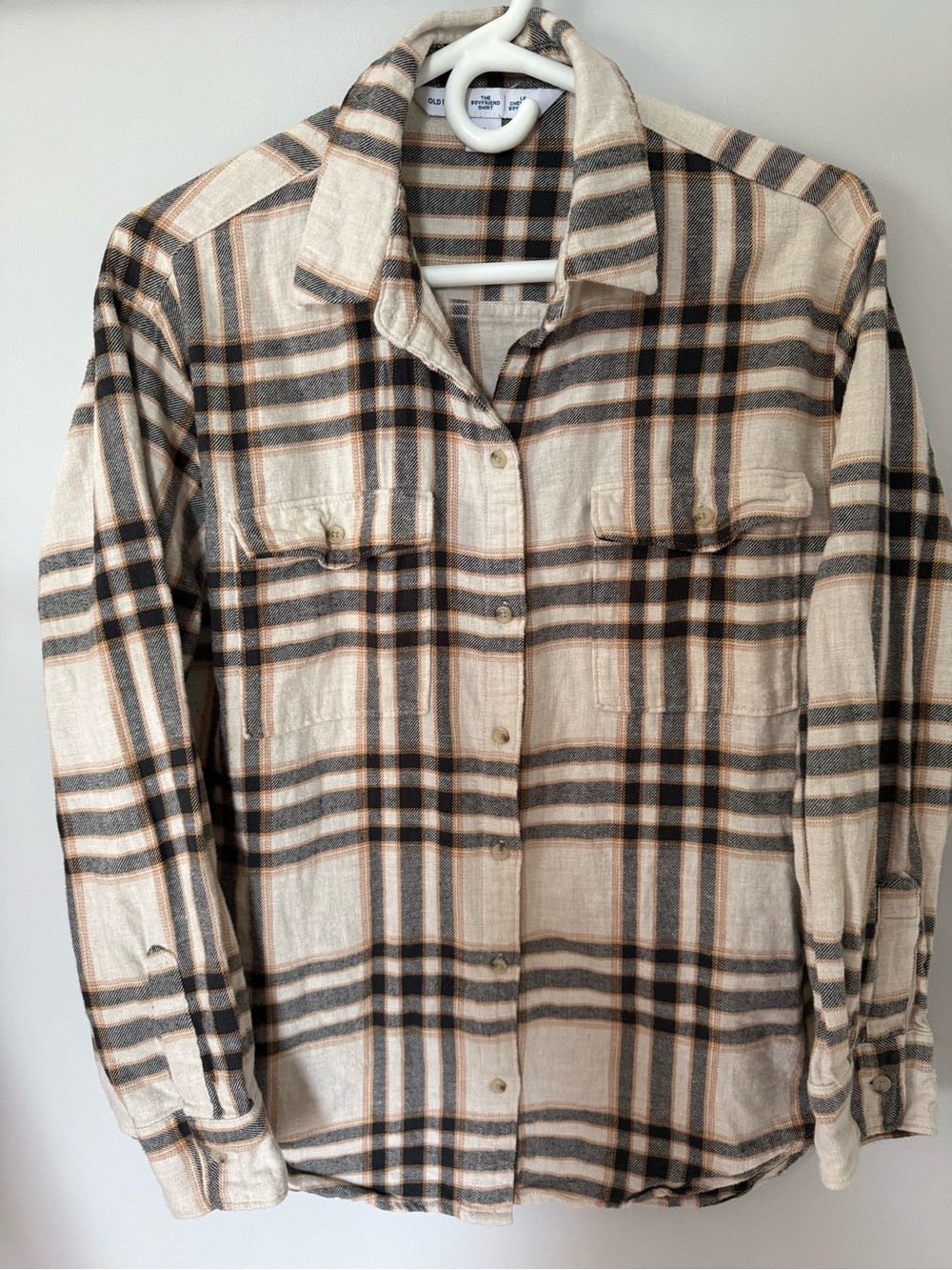 Women’s Old Navy Beige Plaid Button-Down Shirt